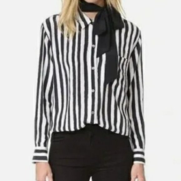 Equipment Tops - *ISO* Equipment - Kate Moss "Daddy" Black-and-White Striped Shirt